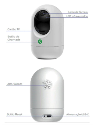 Câmera Wi-Fi Full HD Interna Inteligente Giratória Botão de Chamada Ekaza EKGDT4117B
