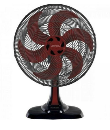 Ventilador de Mesa Ventisol 50CM 127 Volts 135 Watts 6 Pás Preto/Vermelho - 10030