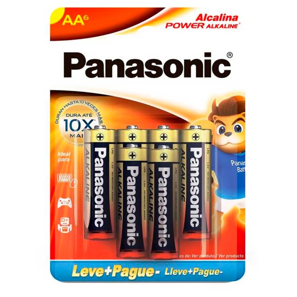 Pilha Alcalina AA Panasonic - 7481 - Blister com 6 Unidades