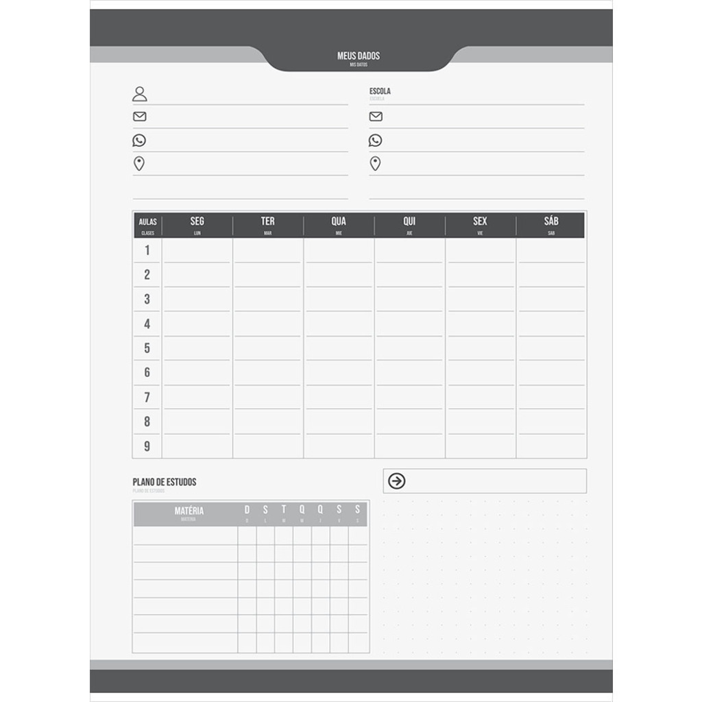 Caderno Universitário Capa Dura Espiral 10 Matérias 160 Fls 200x275 Bits - Unitário - Jandaia - 72782-24C