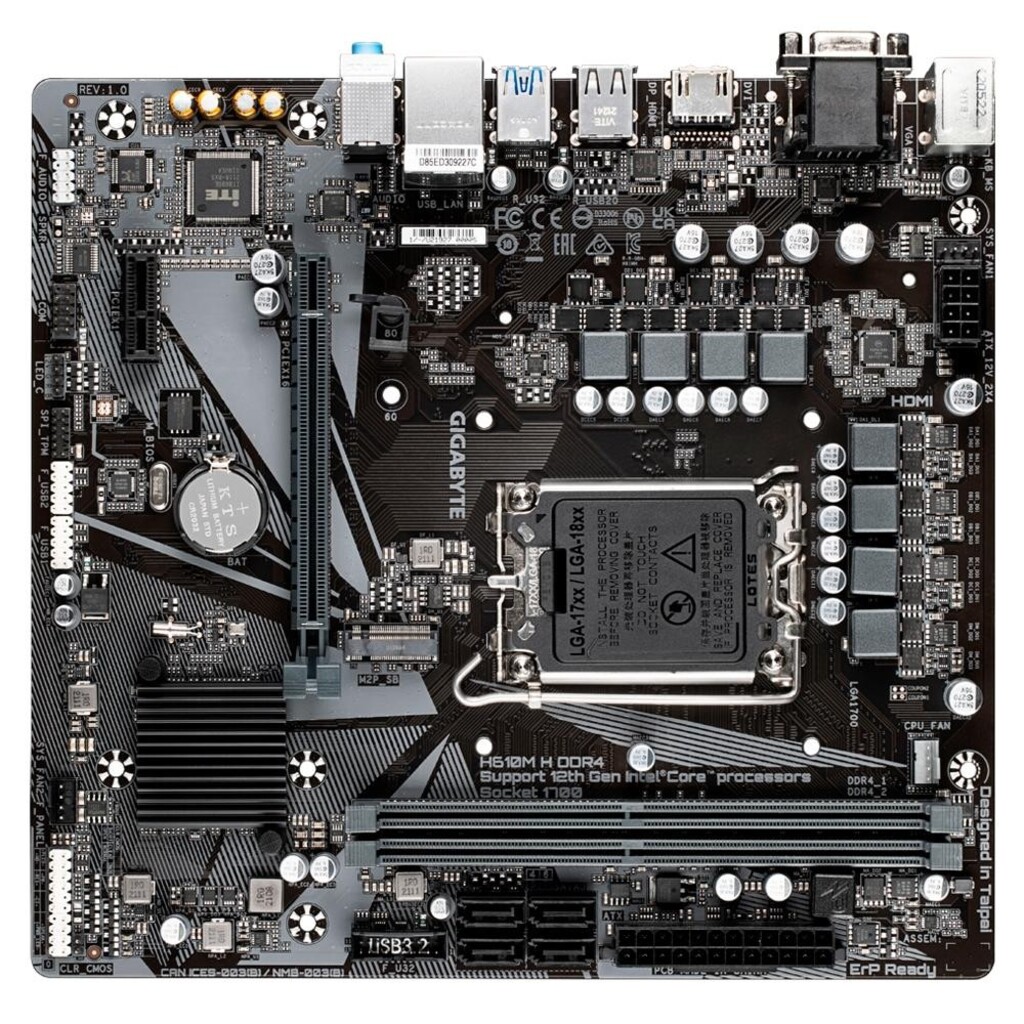 Placa Mãe Gigabyte H610M-H para Intel LGA-1700-G12 Memória DDR4 Som Vídeo e Rede