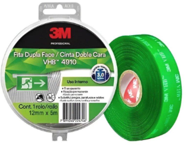 Fita Dupla Face VHB Transferível 12mm x 5m Unitário Fixação Permanente 3M HB004522973