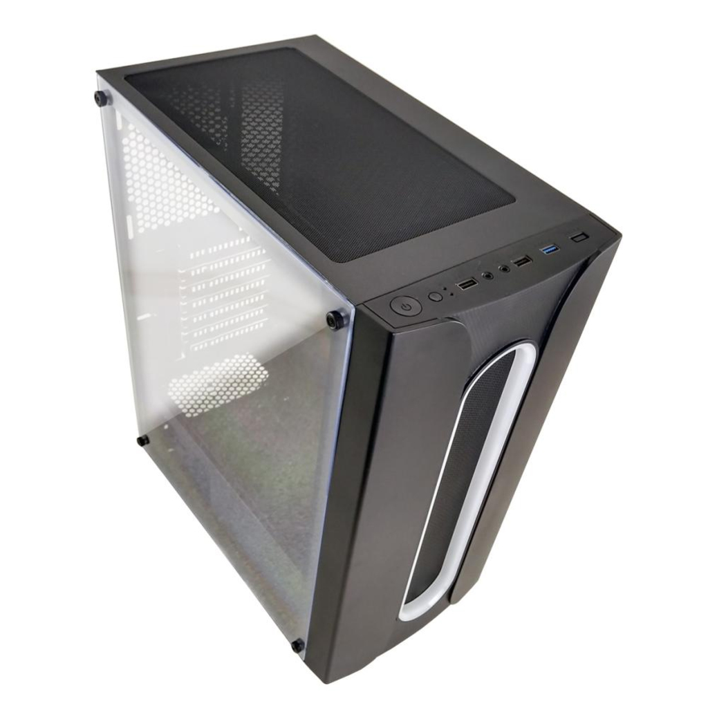 Gabinete Gamer Pixxo Frontal Preto Sem Fonte Led RGB com Lateral acrílica - CG02