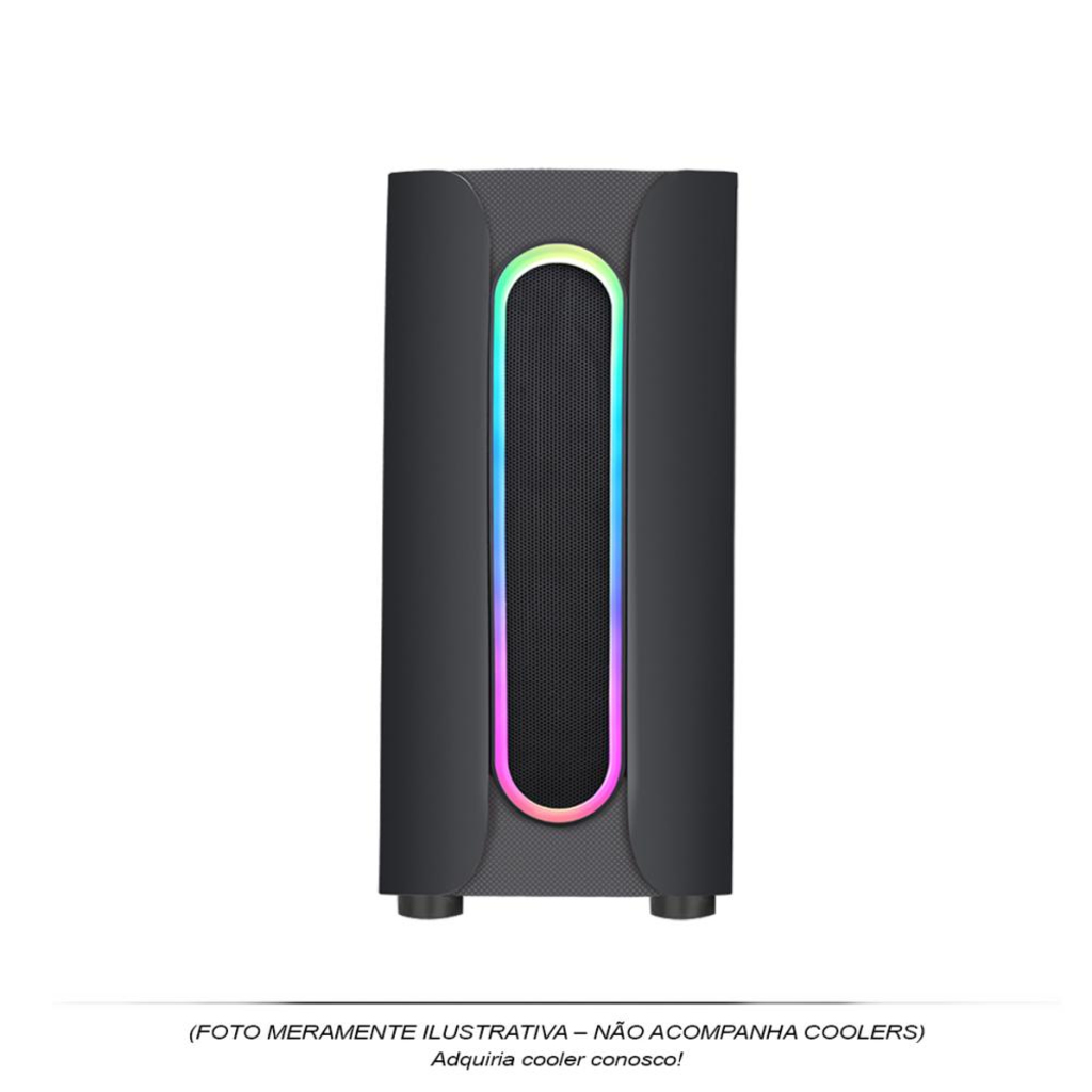 Gabinete Gamer Pixxo Frontal Preto Sem Fonte Led RGB com Lateral acrílica - CG02