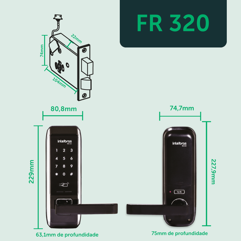Fechadura Digital Embutir Intelbras FR 320