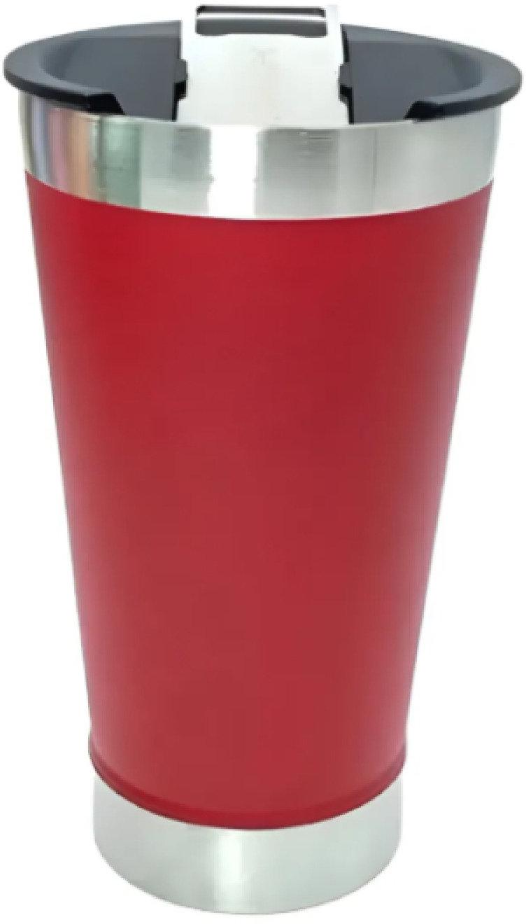 Copo Térmico 473 ml Aço Inox Com Tampa e Abridor vermelho