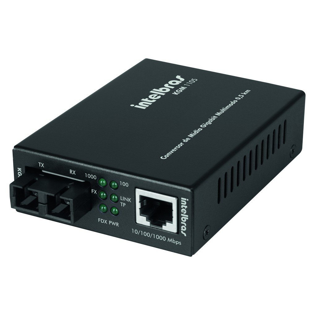 Conversor de Mídia Gigabit Multimodo 0,5 Km KGM 1105 Intelbras