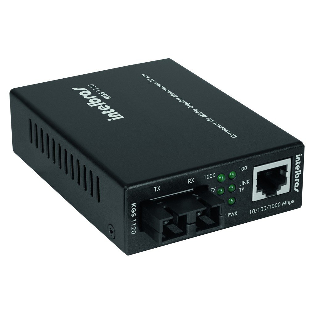 Conversor de Mídia Gigabit Monomodo 20 km KGS 1120 Intelbras
