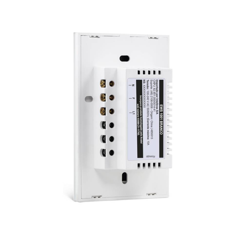 Interruptor Smart Wi-Fi Touch 1 Tecla Intelbras EWS 1001 Branco