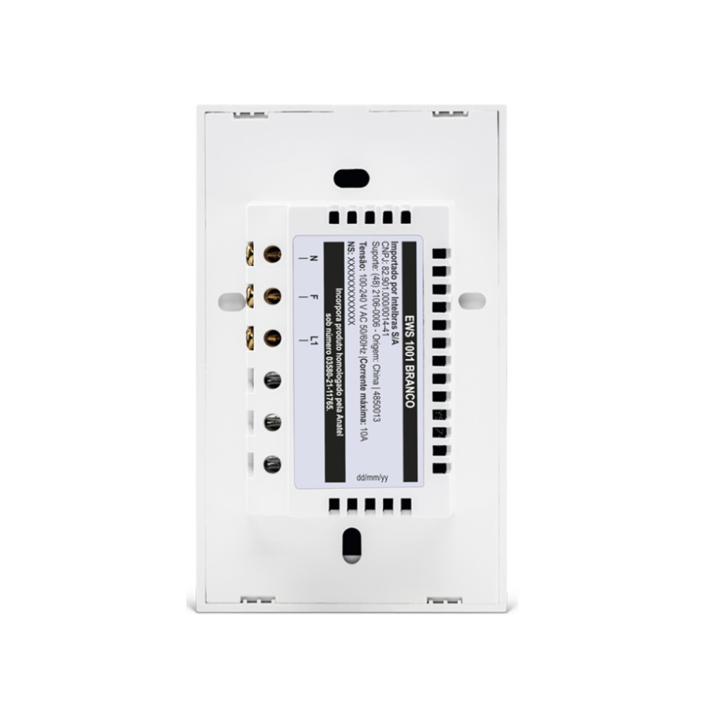 Interruptor Touch Inteligente Wi-Fi Intelbras MIS 1001 Branco
