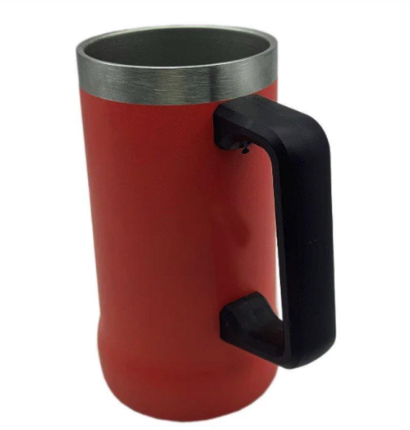 Caneca Térmica Chopp Cerveja 709 ml Aço Inox Vermelha
