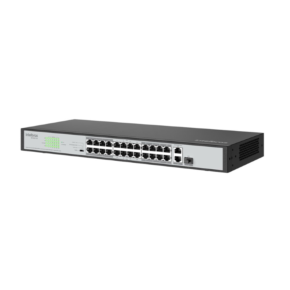 Switch 24 Portas Fast Ethernet PoE + 2P Gigabit e 1P SFP Combo Intelbras SF2421 PoE