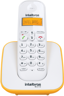 Telefone Sem Fio TS 3110 Branco e Amarelo Intelbras