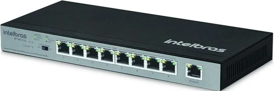 Switch 9 Portas Fast 8 Portas PoE+ SF 900 PoE Intelbras