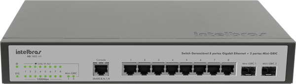 Switch Gerenciável 8 Portas Gigabit Intelbras SG 1002 MR