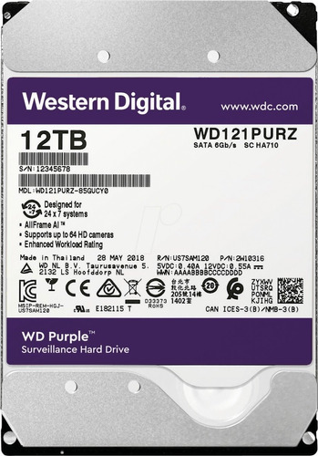 Disco Rígido CFTV HD 12 TB WD Purple Intelbras