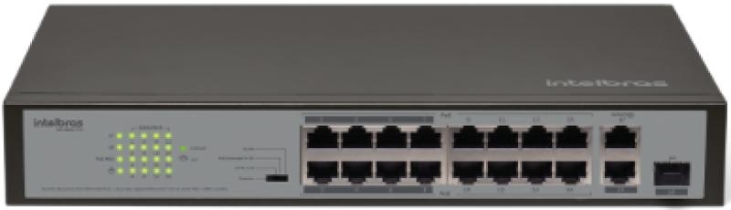 Switch 16P Fast PoE 2P Giga 1P SFP Combo SF 1821 PoE Intelbras