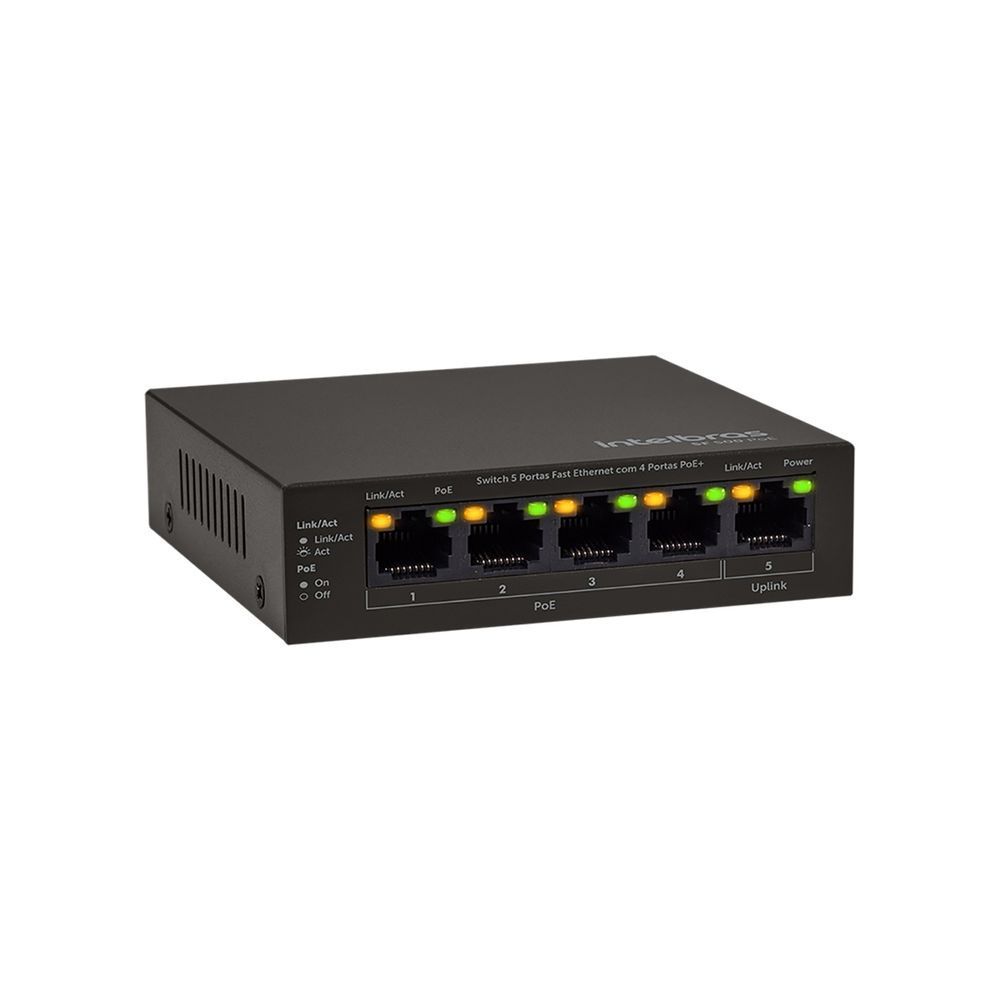 Switch 5 Portas Fast Ethernet 4 Portas PoE Intelbras SF 500 PoE