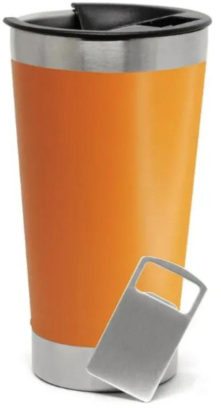 Copo Térmico 473 ml Aço Inox Com Tampa e Abridor Laranja