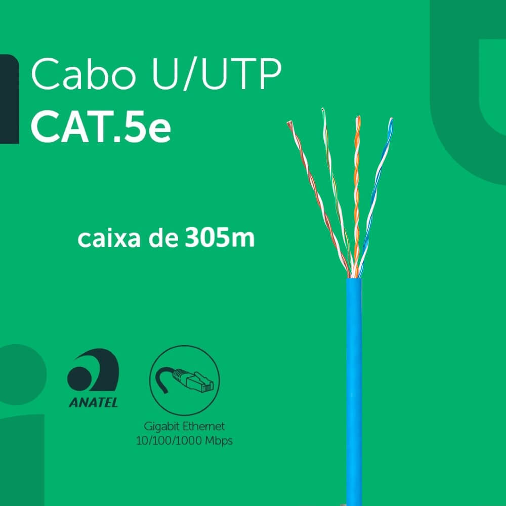 Cabo Lan UTP 4P Cat5e 100m CMX Azul IMPACT IL5CAZ Intelbras