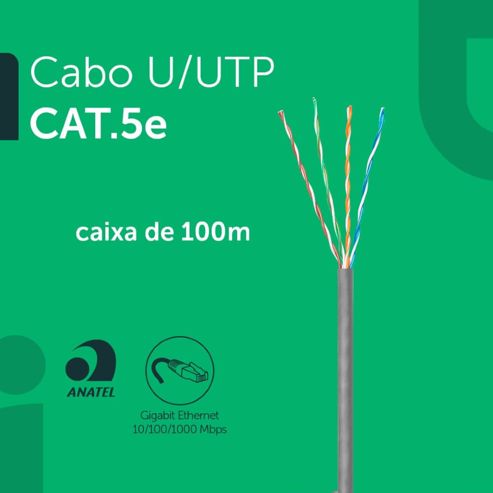 Cabo Lan UTP 4P Cat5e 100m CMX Cinza IMPACT IL5CCZ Intelbras
