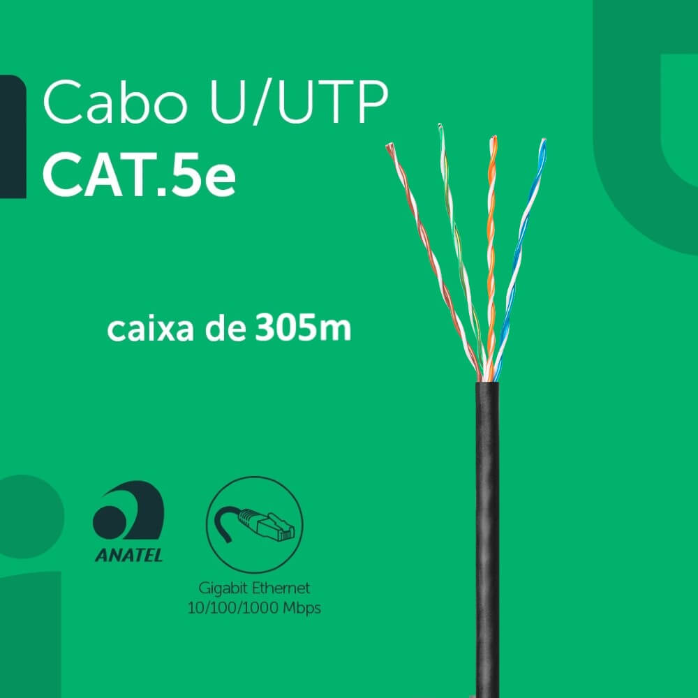 Cabo Lan UTP 4P Cat5e 100m CMX Preto IMPACT IL5CPR Intelbras