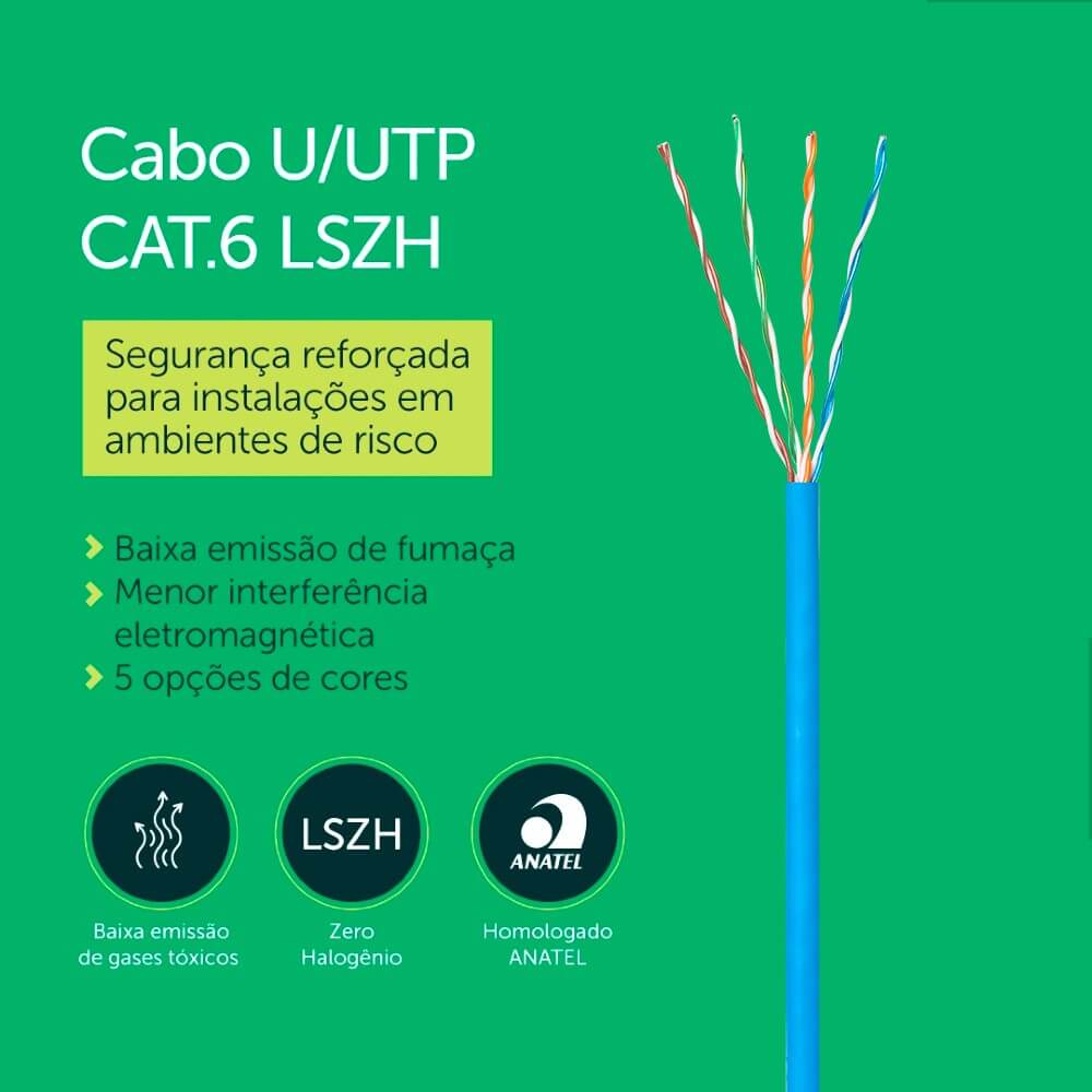 Cabo Lan UTP 4P Cat6 305m LSZH Azul IMPACT GIGA IG6LAZ Intelbras