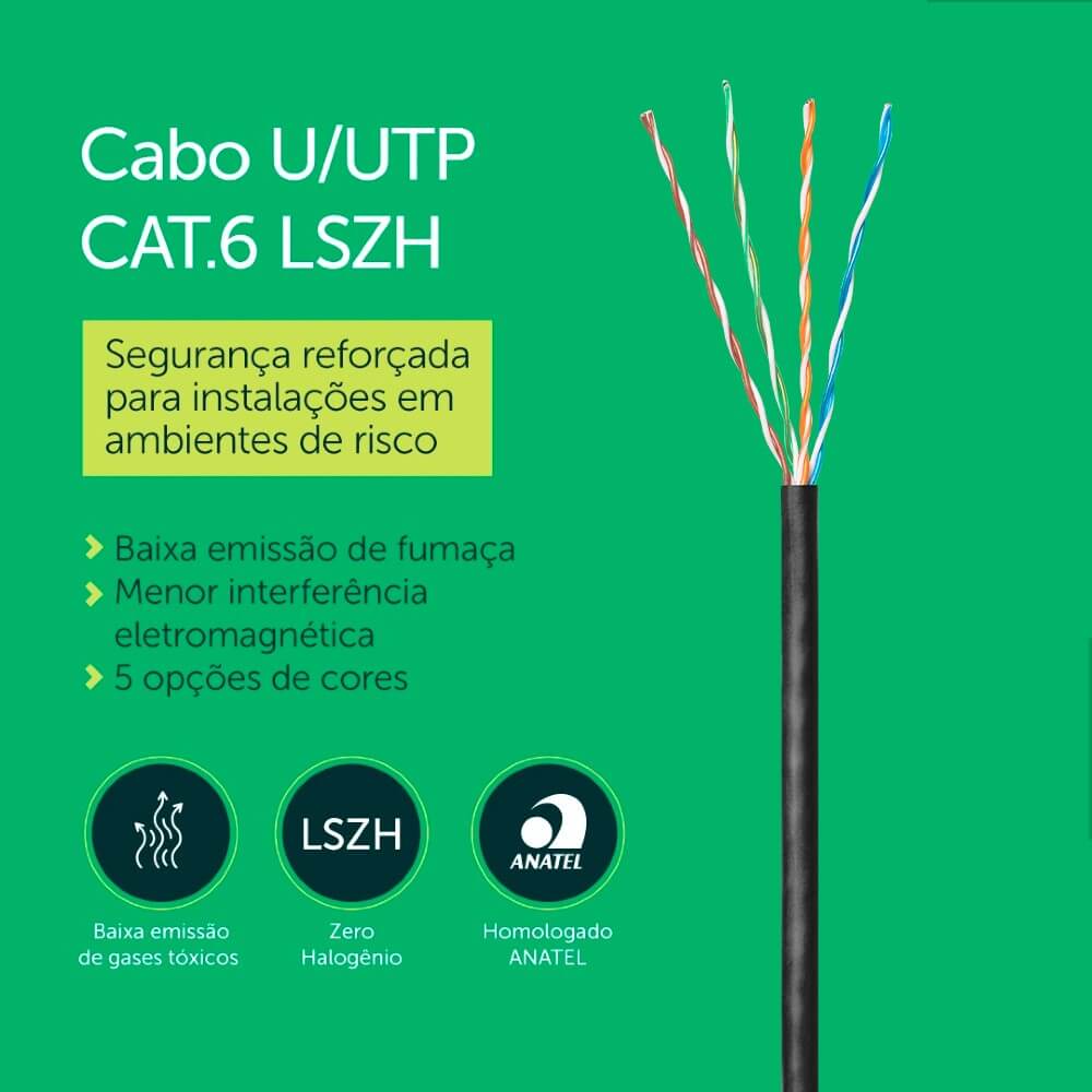 Cabo Lan UTP 4P Cat6 305m LSZH Preto IMPACT GIGA IG6LPR Intelbras