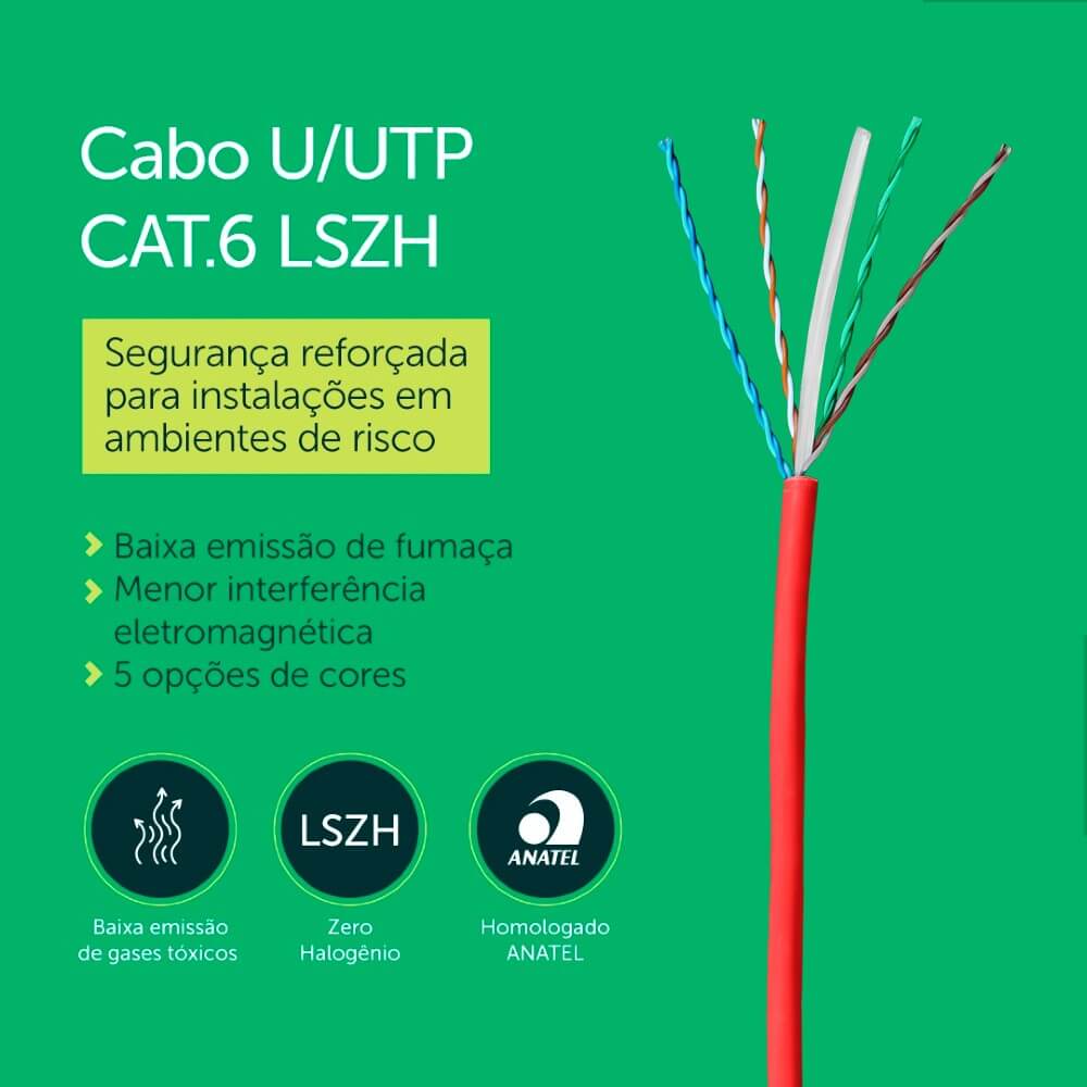 Cabo Lan UTP 4P Cat6 305m LSZH Vermelho IMPACT GIGA IG6LVE Intelbras