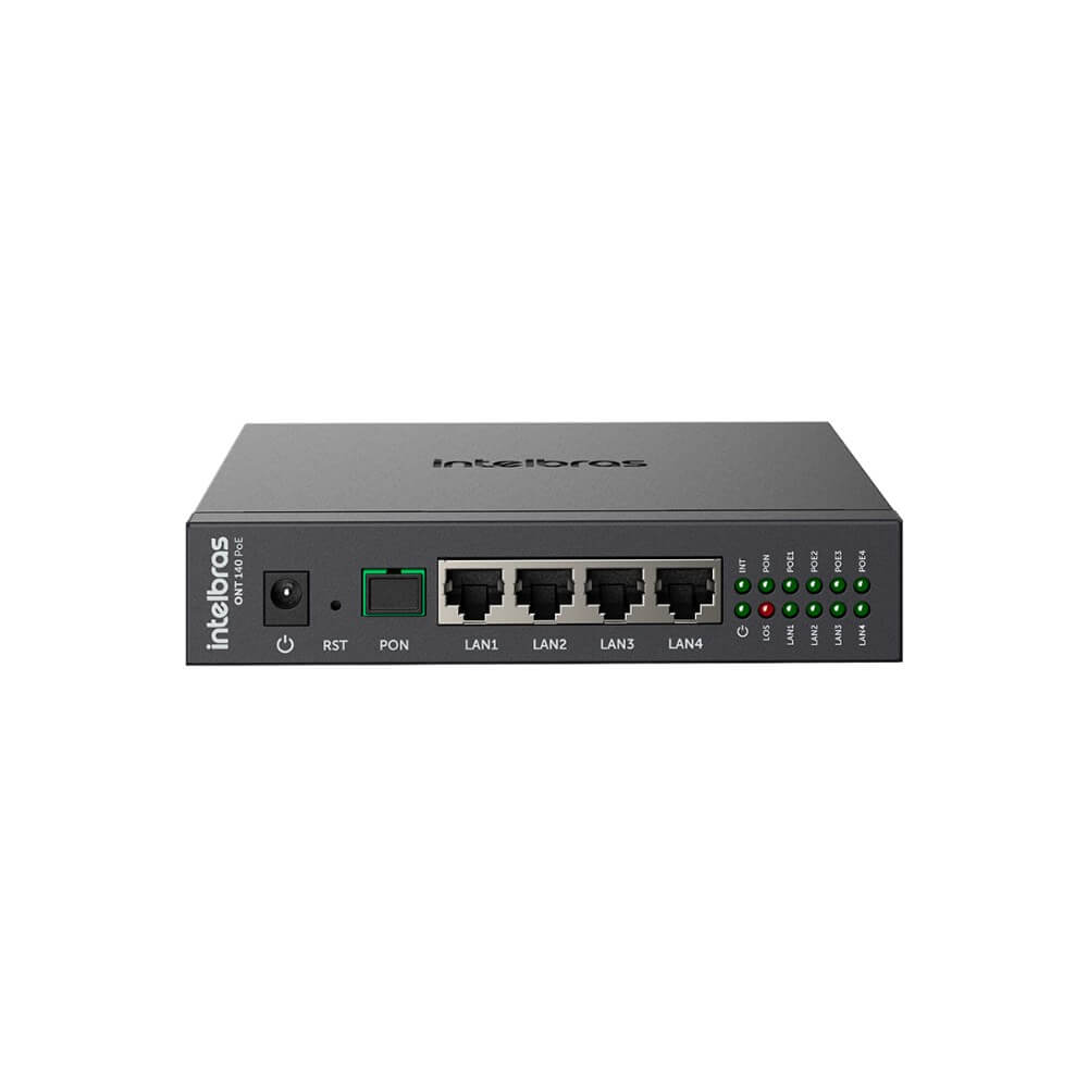 Modem Óptico PON LAN 4 Portas ONT 140 PoE Intelbras