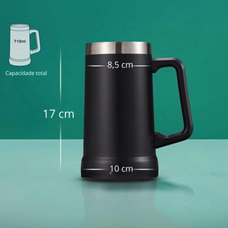 Caneca Térmica Chopp Cerveja 709 ml Aço Inox Preta