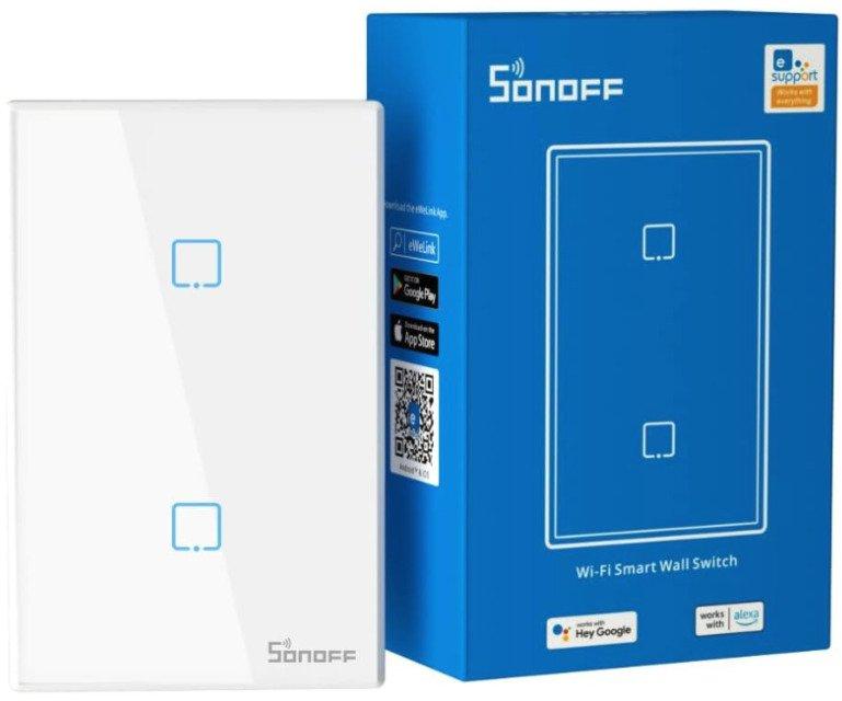 Interruptor de Luz Smart 2 Teclas Branco Wi-Fi SONOFF TX T0US2C