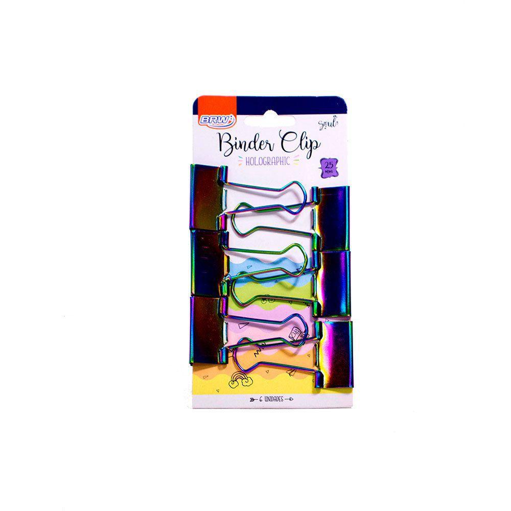Prendedor de Papel BRW Rainbow 25mm com 6 unidades