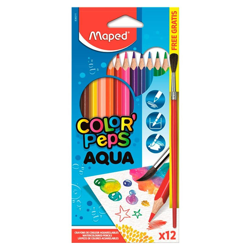 Lápis de Cor Maped 12x1 Aquarelável Color Peps Lápis Grande
