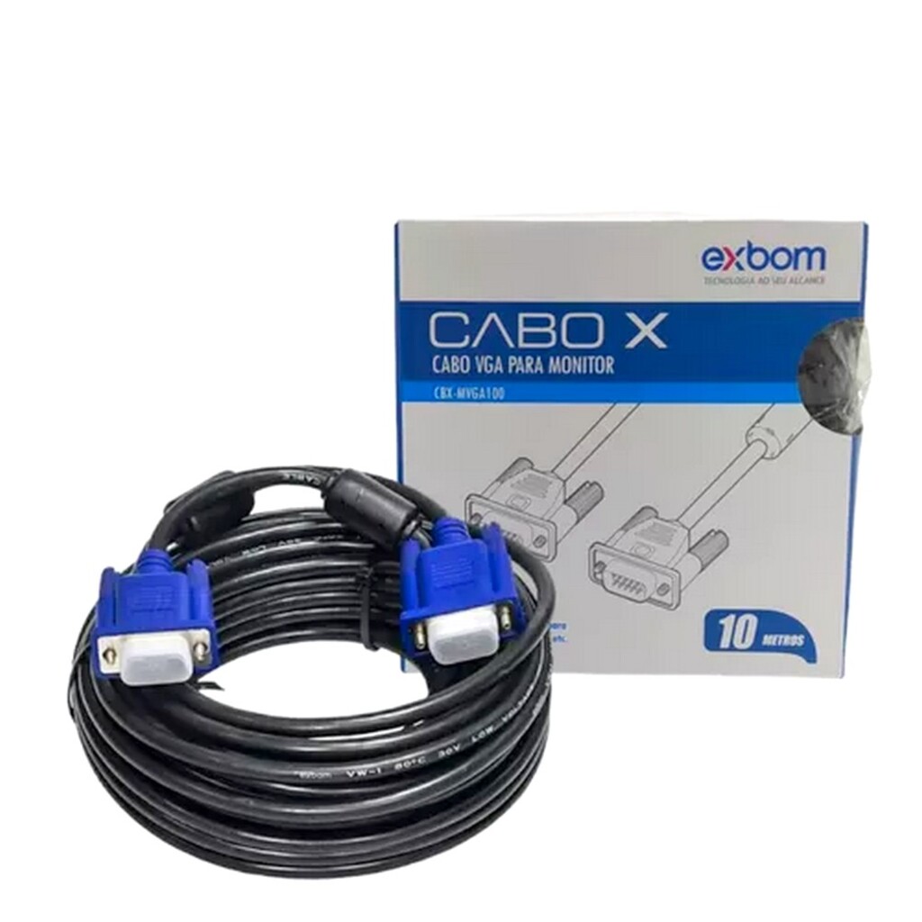 Cabo VGA Macho x Macho com Filtro 15,0 Metros Exbom - CBXMVGA150