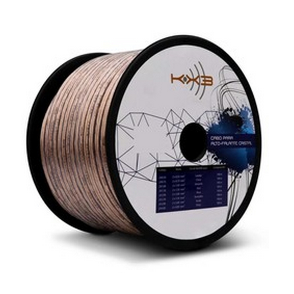 Cabo Paralelo para Áudio KX3 2x4,00mm Cristal/Preto - SPW2X400 - Rolo com 100 Metros