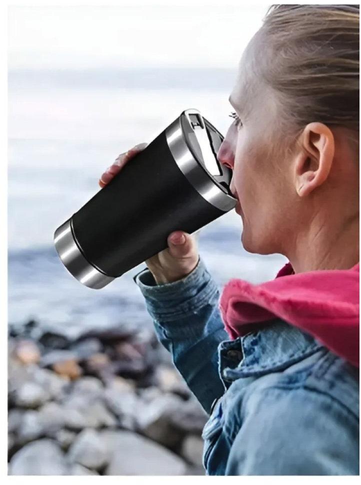 Copo Térmico 473 ml Aço Inox Com Tampa e Abridor Branco